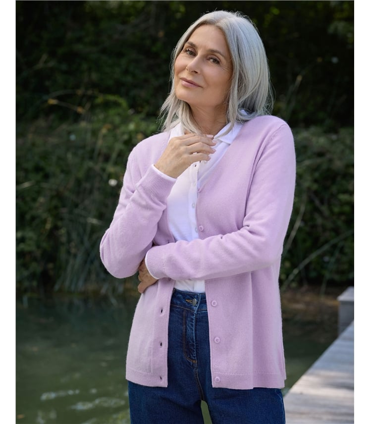 Cashmere Merino Classic V Neck Cardigan