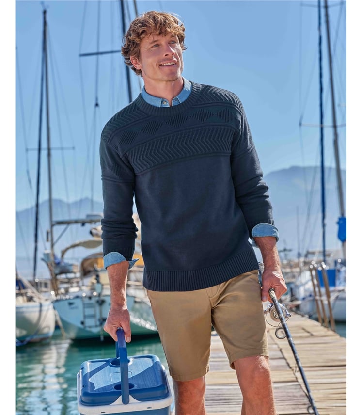 Pull à empiècement texturé - Hommes - 100 % coton