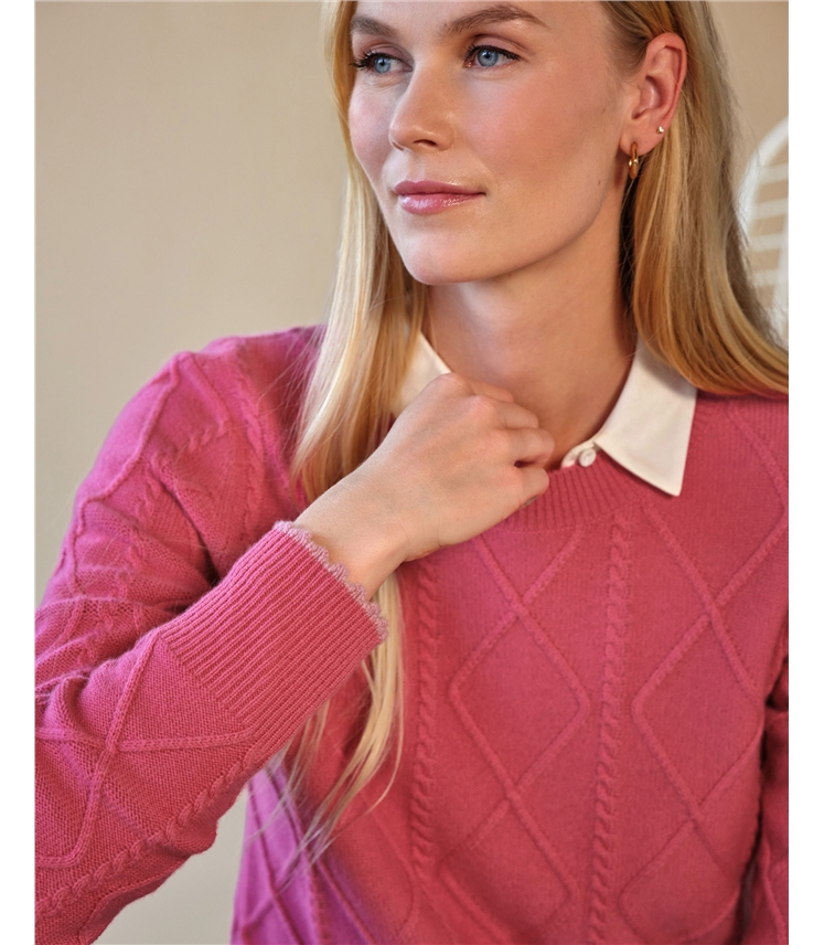 Cashmere Blend Cable & Frill Sweater