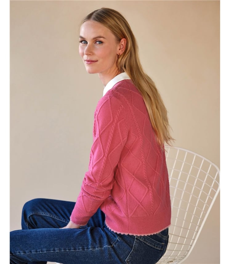 Cashmere Blend Cable & Frill Sweater