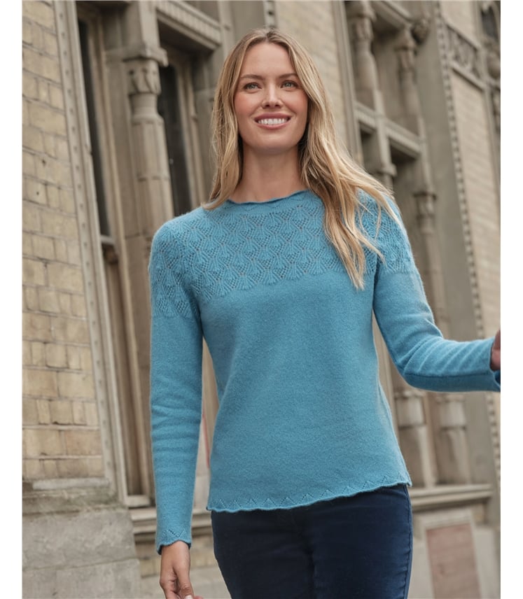 Lacy Chiffon Tie Sweater