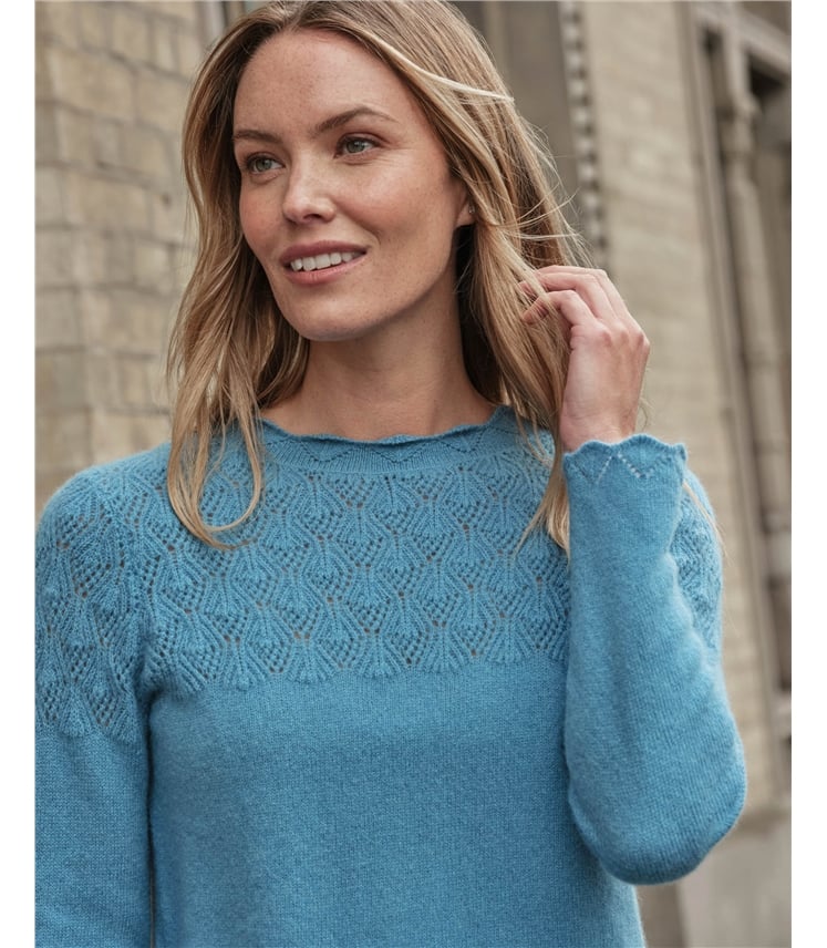 Lacy Chiffon Tie Sweater