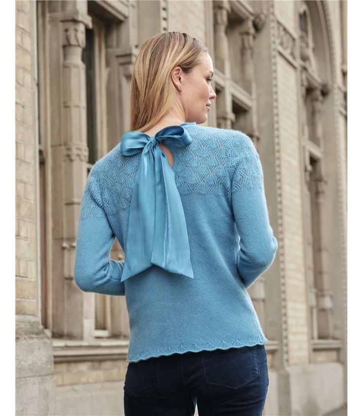 Lacy Chiffon Tie Sweater