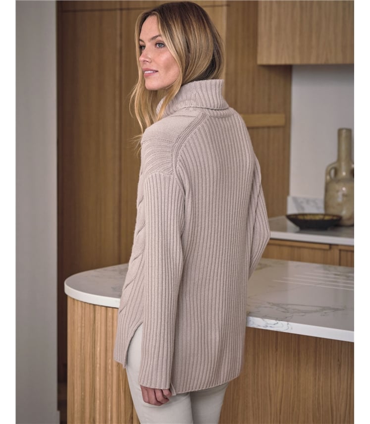 Luxury Cashmere Blend Cable Roll Neck