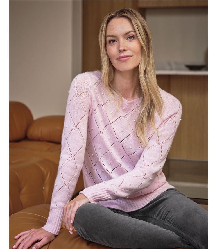 Lofty Pointelle Pearl Sweater