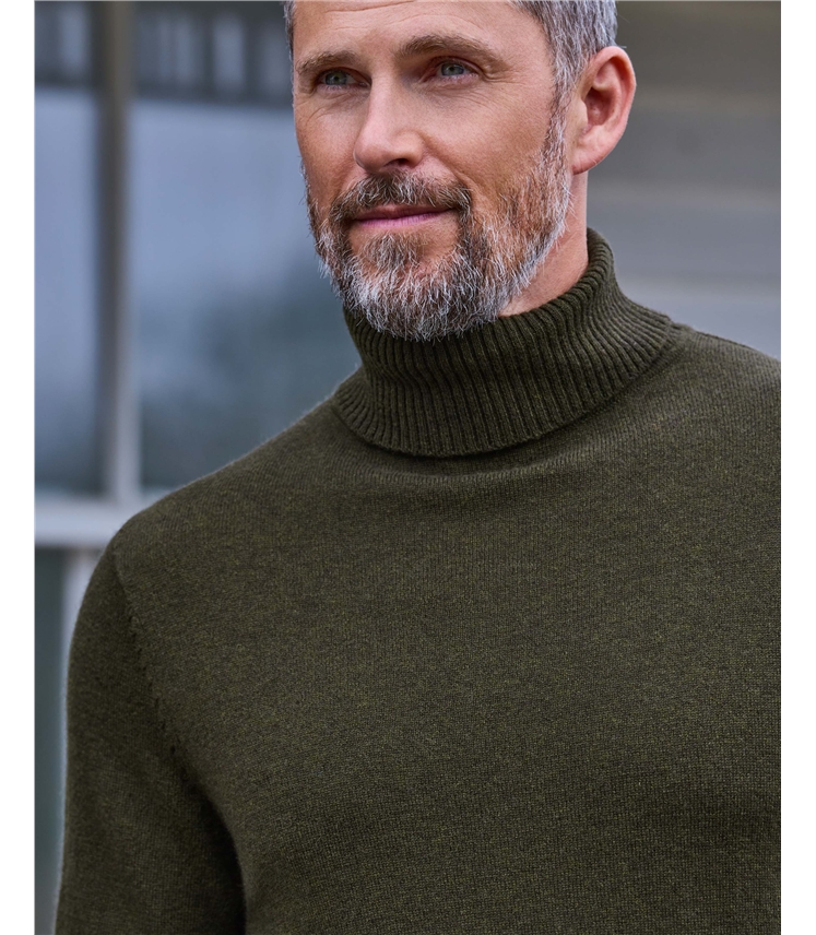 Cashmere and Merino Polo Neck Jumper