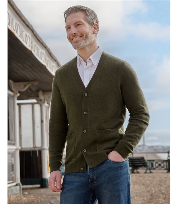 Cardigan à col V - Homme - Cachemire & Mérinos