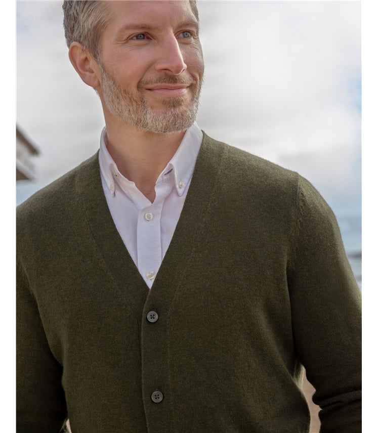 Cardigan à col V - Homme - Cachemire & Mérinos