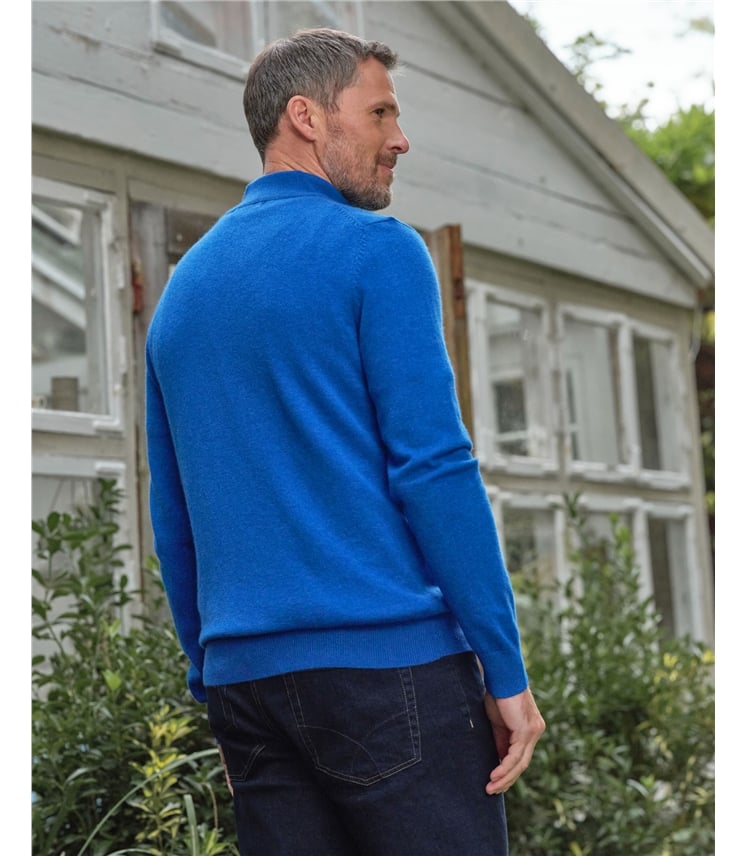 Pullover mit kurzem Reißverschluss aus Merinowolle und Kaschmir für Herren