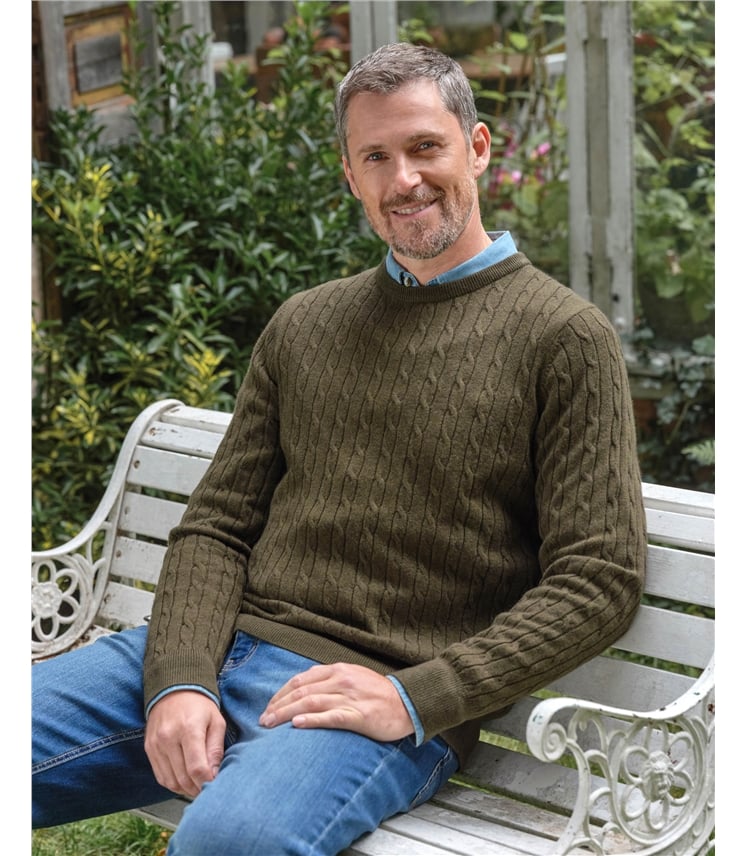 Cashmere and Merino Cable Jumper