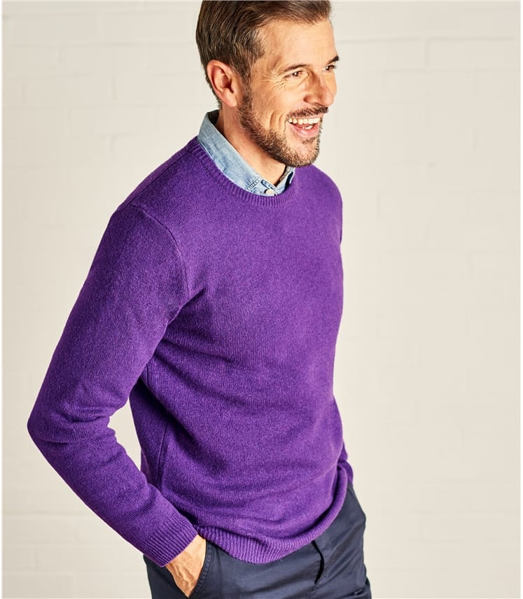 Royal Purple | Mens Lambswool Crew Neck Sweater | WoolOvers US