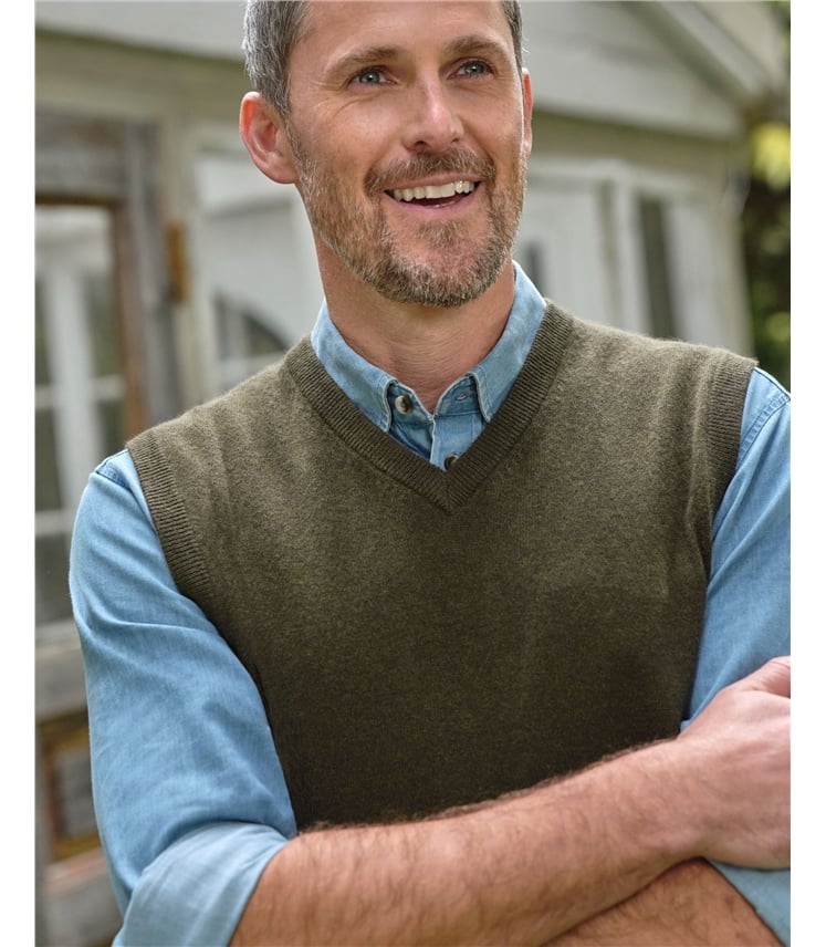 Pullunder mit V-Ausschnitt aus Merinowolle und Kaschmir für Herren