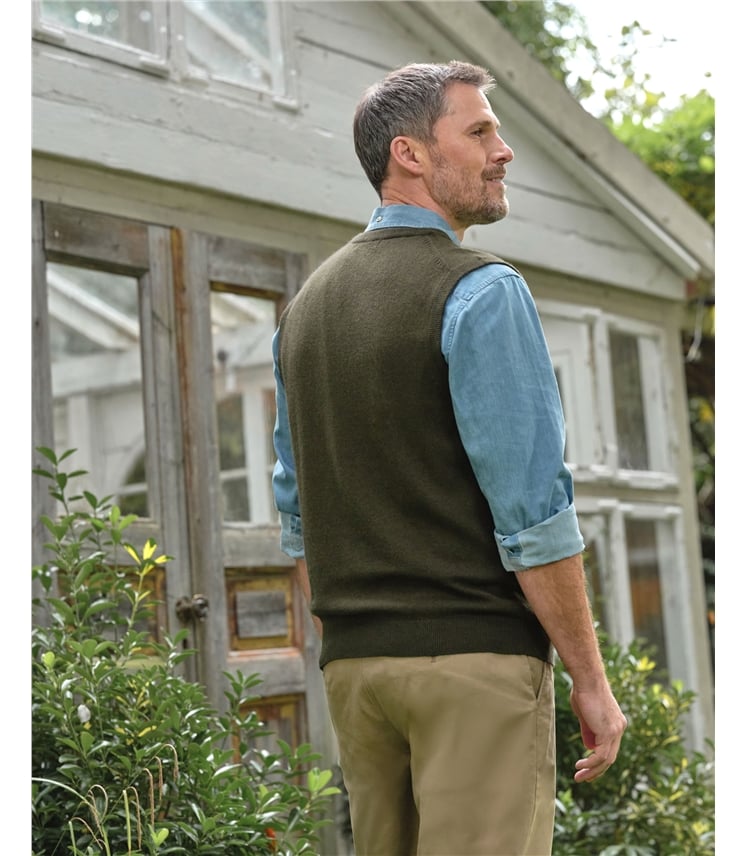 Pullunder mit V-Ausschnitt aus Merinowolle und Kaschmir für Herren