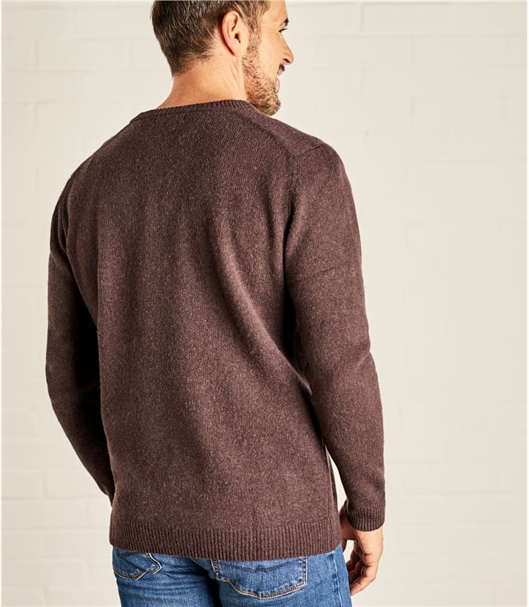 Chocolate | Mens Lambswool V Neck Knitted Sweater | WoolOvers UK