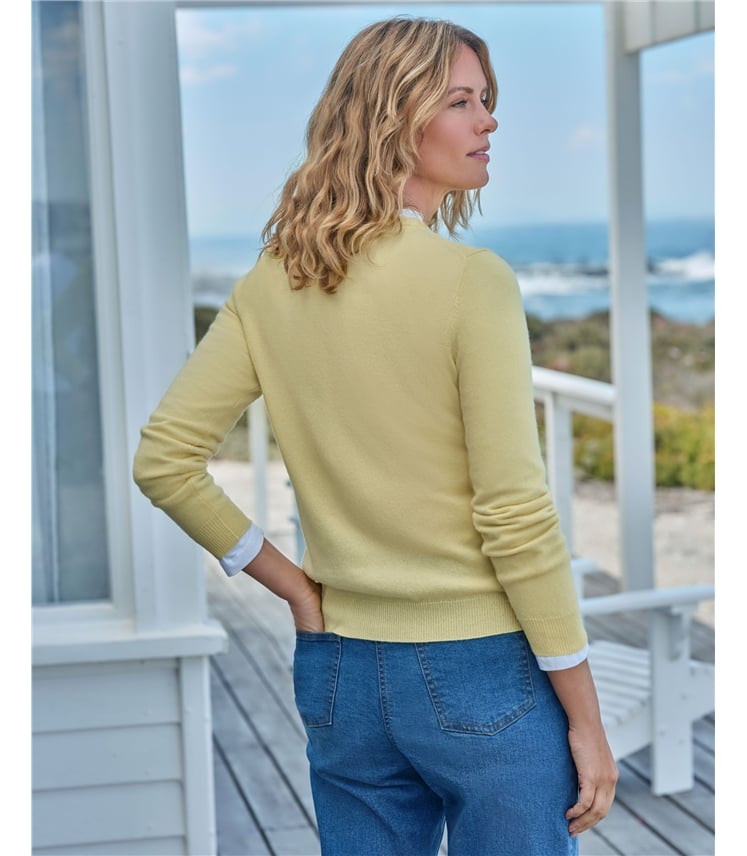 Pullover mit Rundhalsausschnitt aus Merinowolle und Kaschmir für Damen