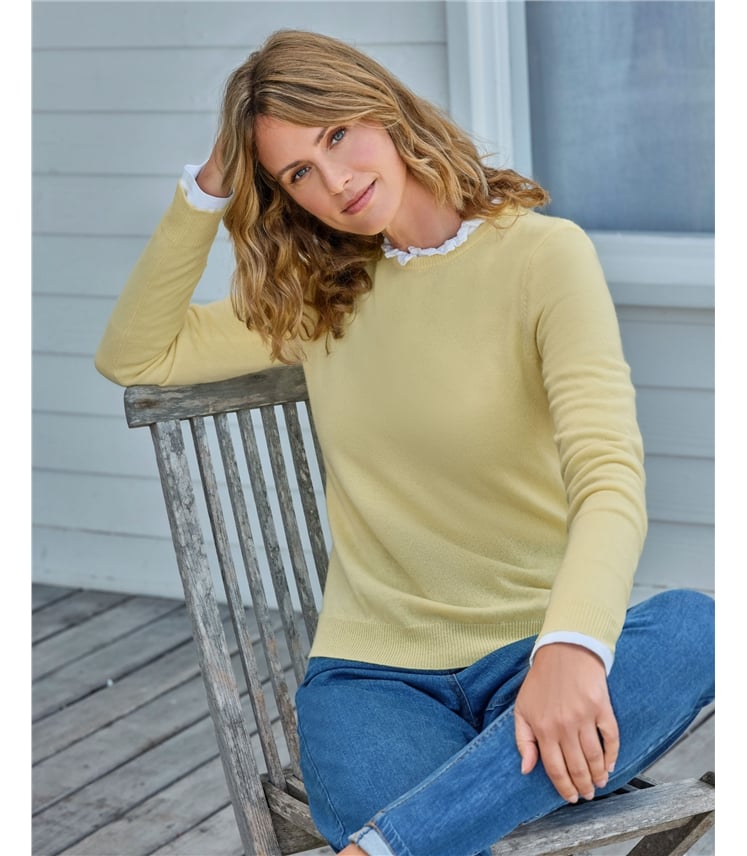 Pullover mit Rundhalsausschnitt aus Merinowolle und Kaschmir für Damen