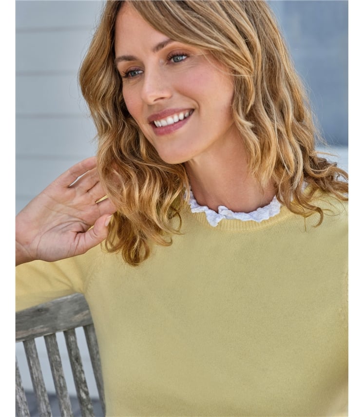 Pullover mit Rundhalsausschnitt aus Merinowolle und Kaschmir für Damen