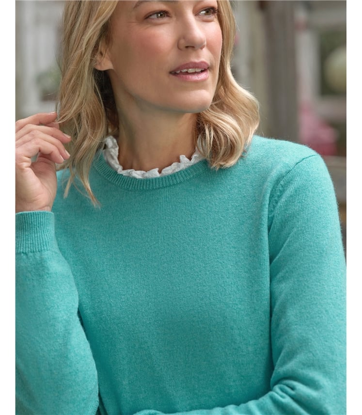 Pullover mit Rundhalsausschnitt aus Merinowolle und Kaschmir für Damen