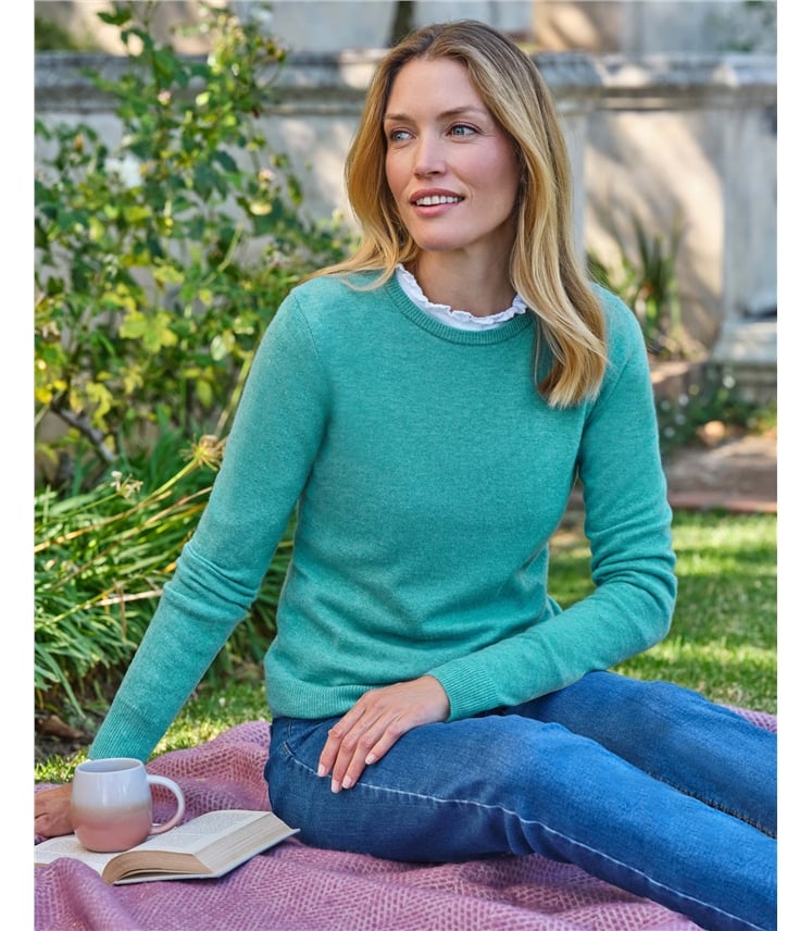 Pullover mit Rundhalsausschnitt aus Merinowolle und Kaschmir für Damen