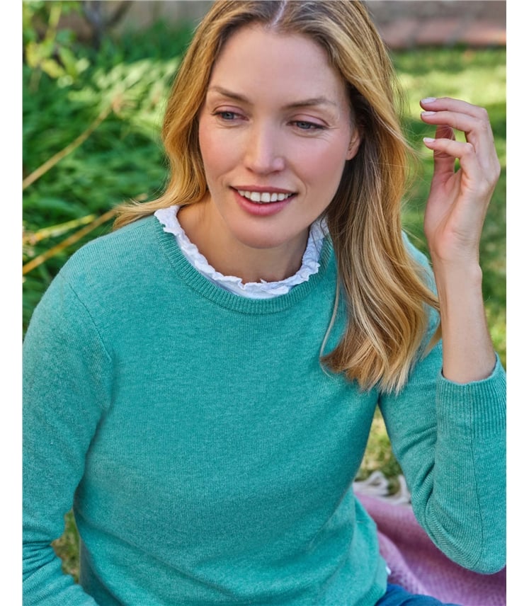 Pullover mit Rundhalsausschnitt aus Merinowolle und Kaschmir für Damen