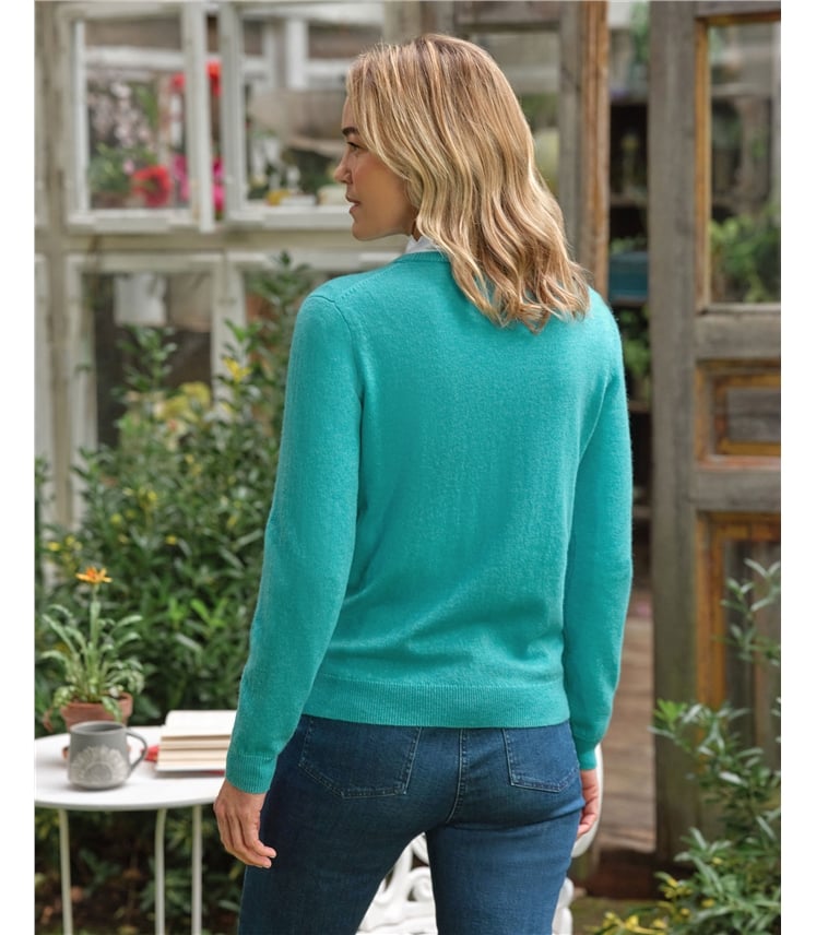 Pullover mit Rundhalsausschnitt aus Merinowolle und Kaschmir für Damen