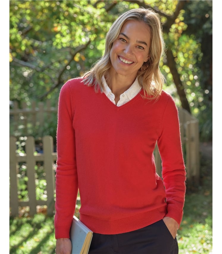 Cashmere & Merino V Neck Knitted Jumper