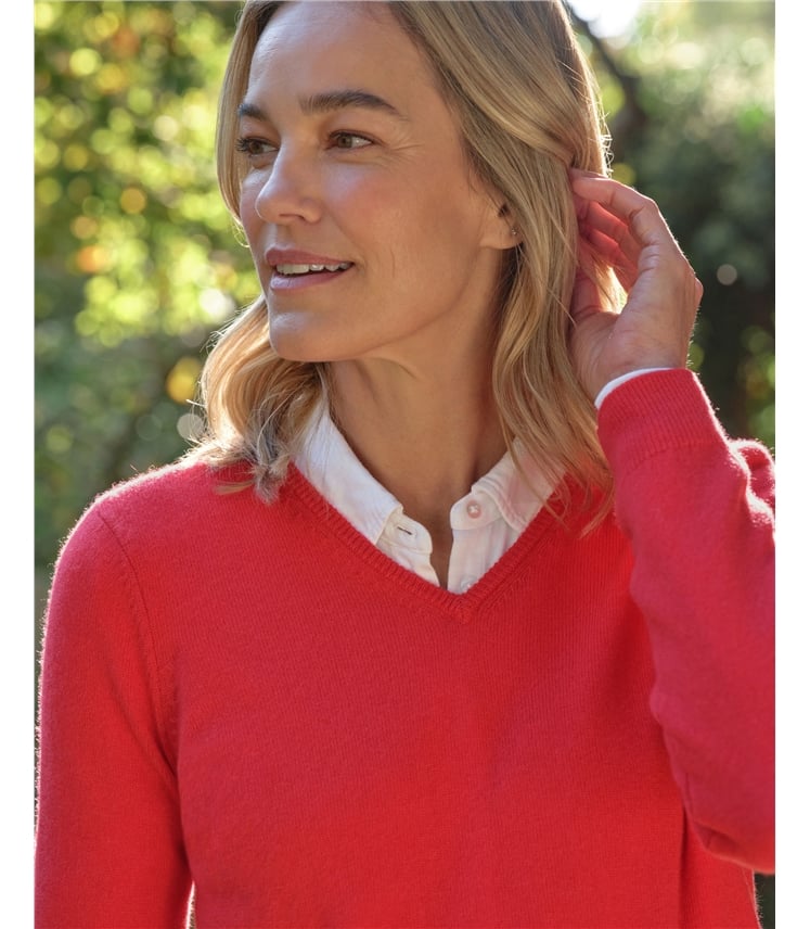 Cashmere & Merino V Neck Knitted Jumper