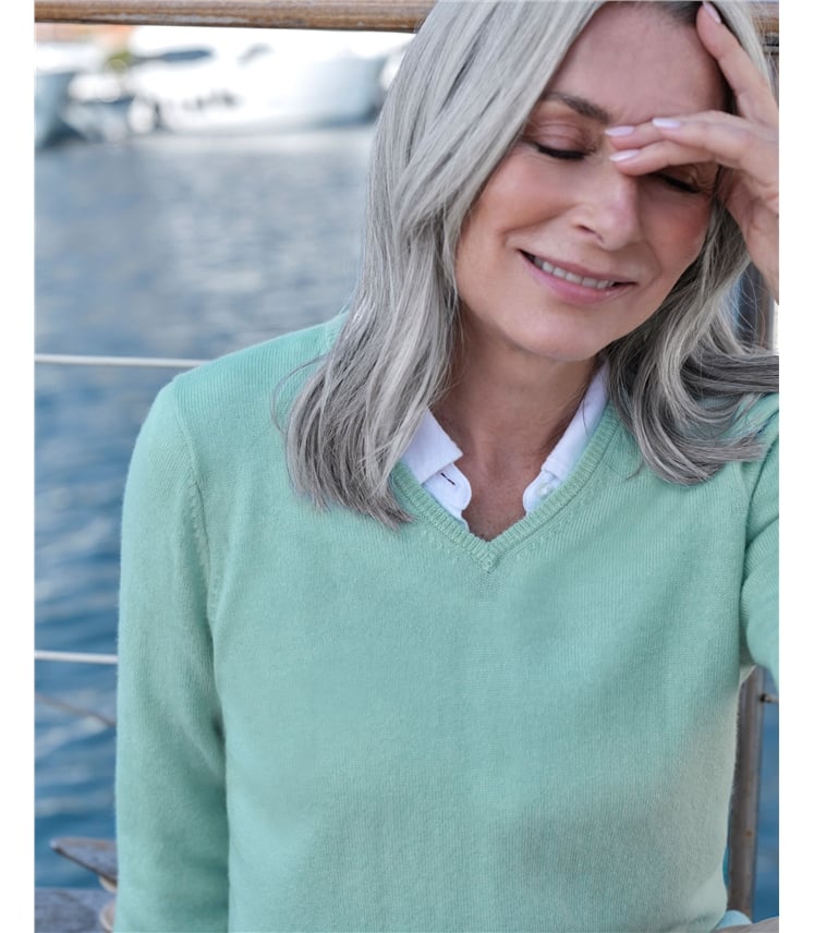 Cashmere & Merino V Neck Knitted Jumper