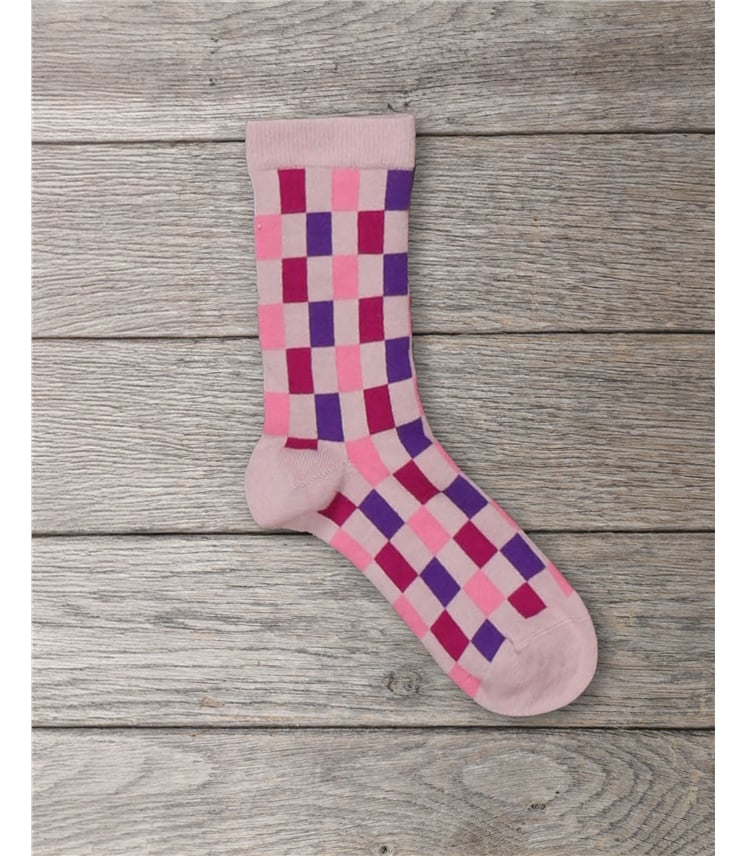 Womens Check Bamboo Sock