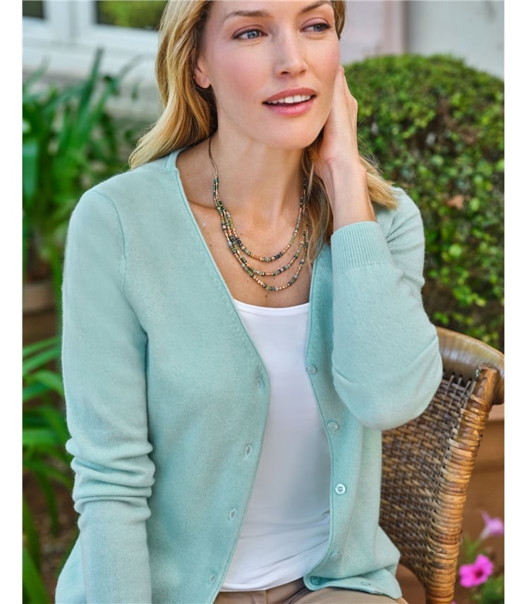 Cashmere Merino Classic V Neck Cardigan