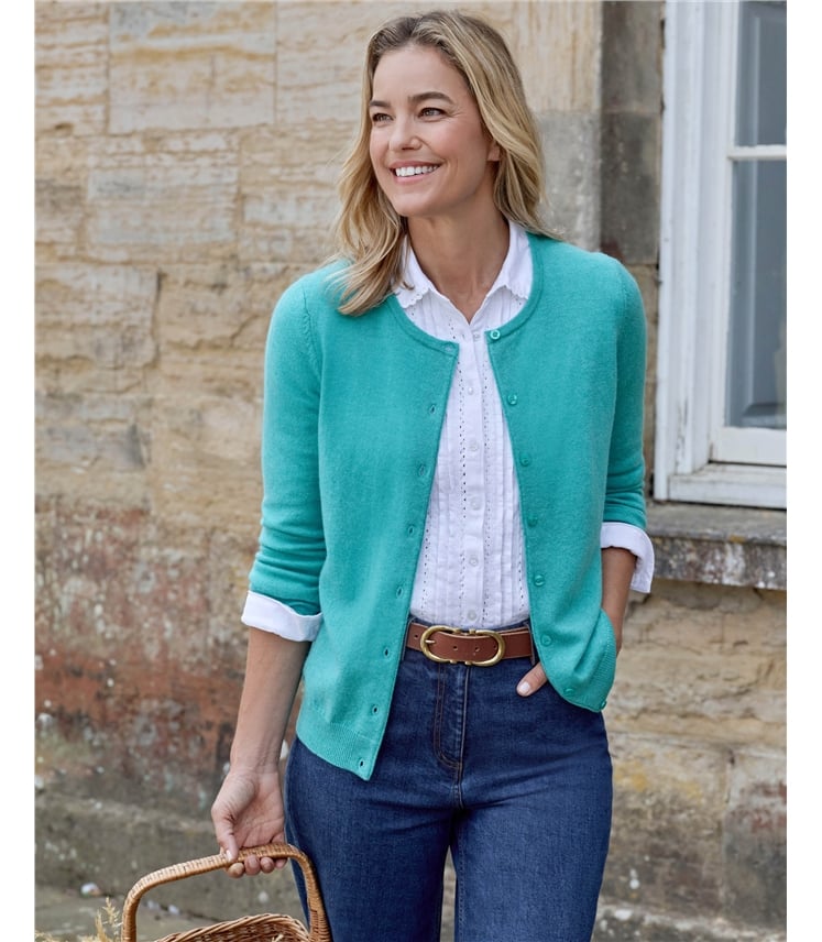 Cashmere Merino Crew Neck Cardigan
