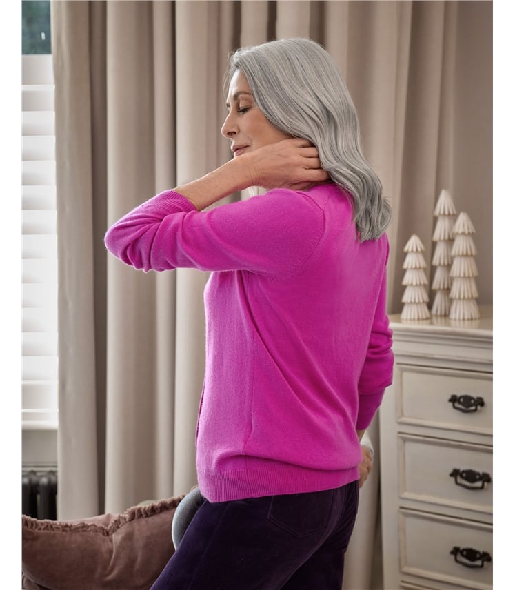 Cashmere Merino Crew Neck Cardigan