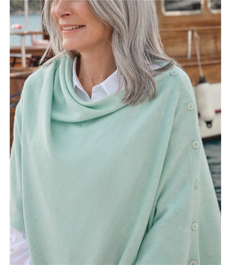 Poncho mit Knöpfen aus Kaschmir & Merinowolle