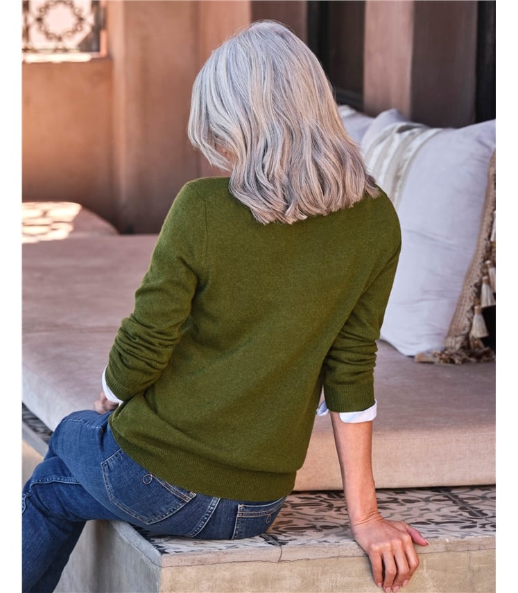 Pullover mit V-Ausschnitt aus Merinowolle und Kaschmir für Damen