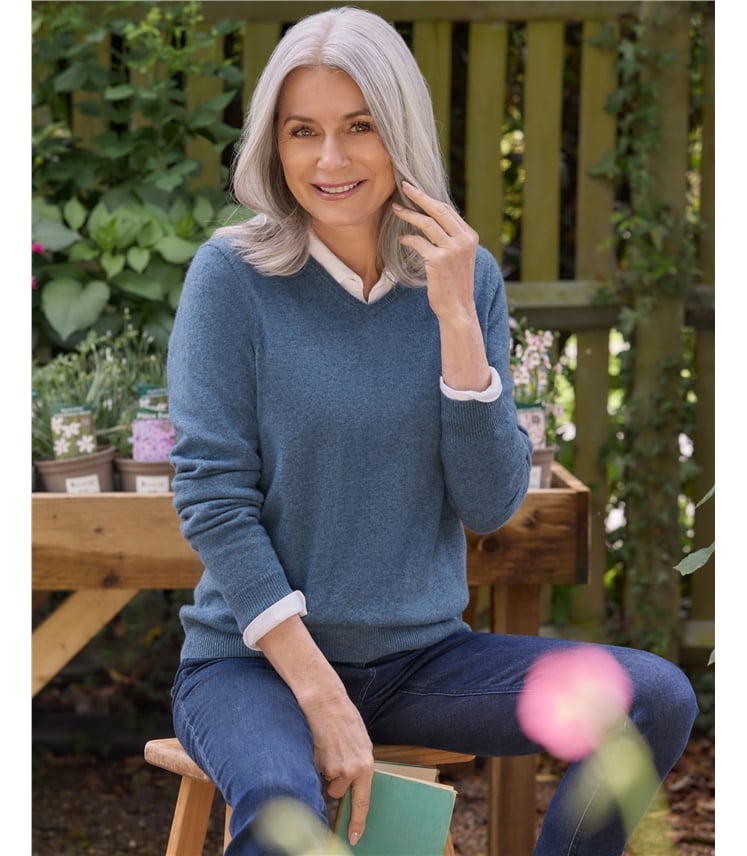 Cashmere & Merino V Neck Knitted Jumper
