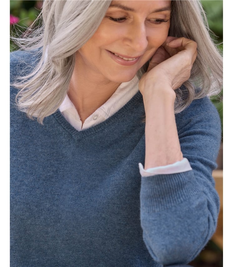 Cashmere & Merino V Neck Knitted Jumper