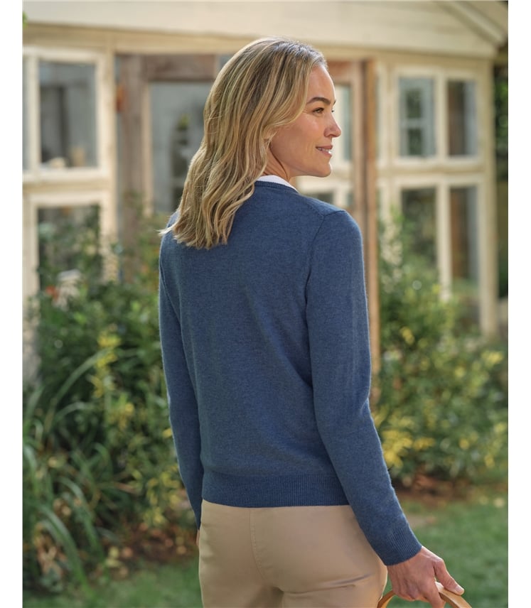 Pull à col V - Femme - Cachemire & Mérinos