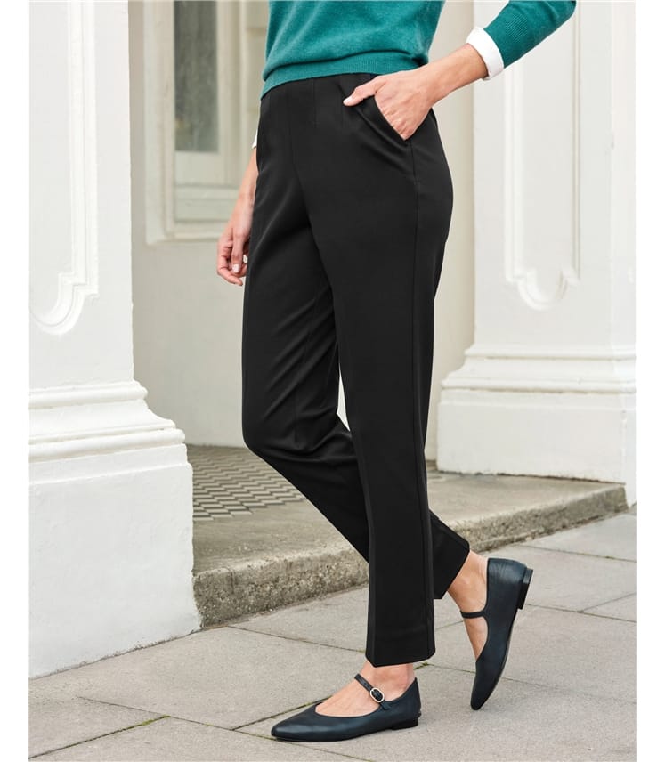 Bi-Stretch Pintuck Pant in Black main image 1