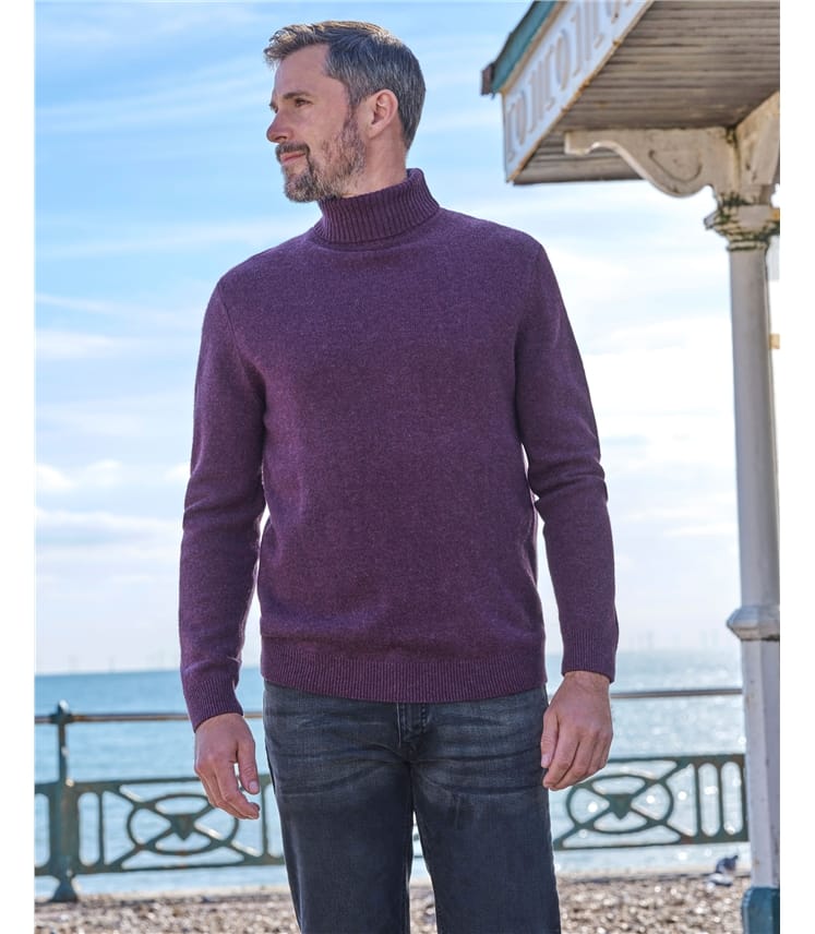 Mens Lambswool Polo Neck Jumper