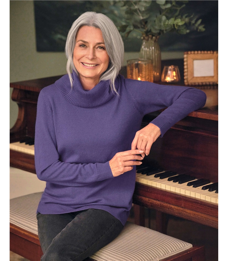 Pullover mit Wasserfallausschnitt aus Kaschmir und Merinowolle für Damen