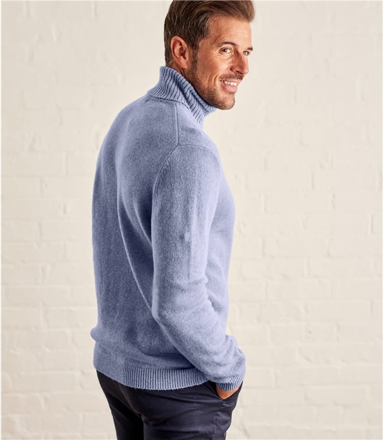 Sky Blue | Mens Lambswool Polo neck Jumper | WoolOvers AU