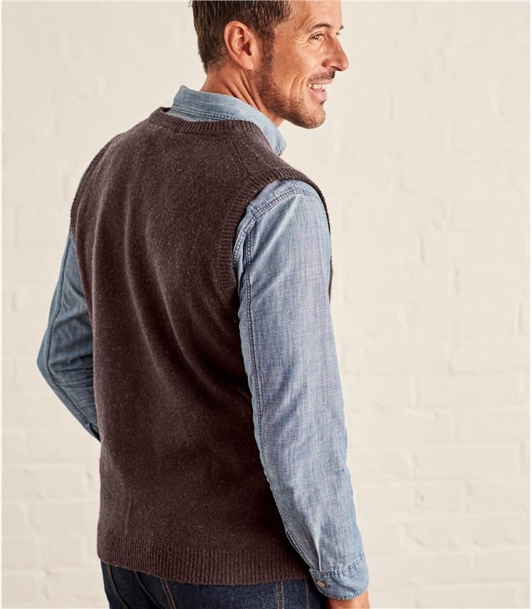 Chocolate | Mens Lambswool Knitted Vest | WoolOvers US