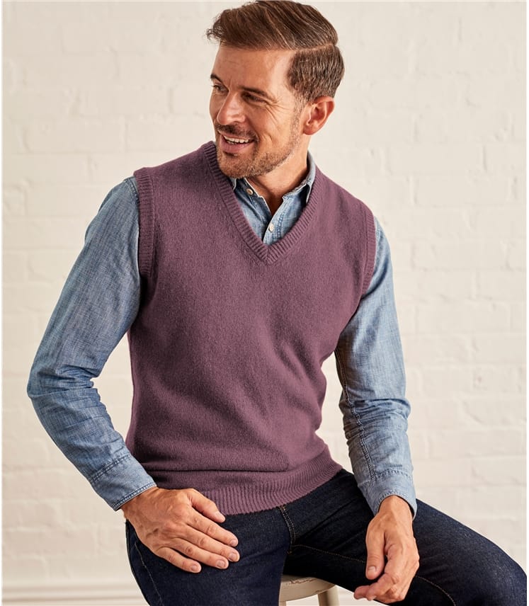 Purple Ash Pure Lambswool | Mens Lambswool Knitted Slipover