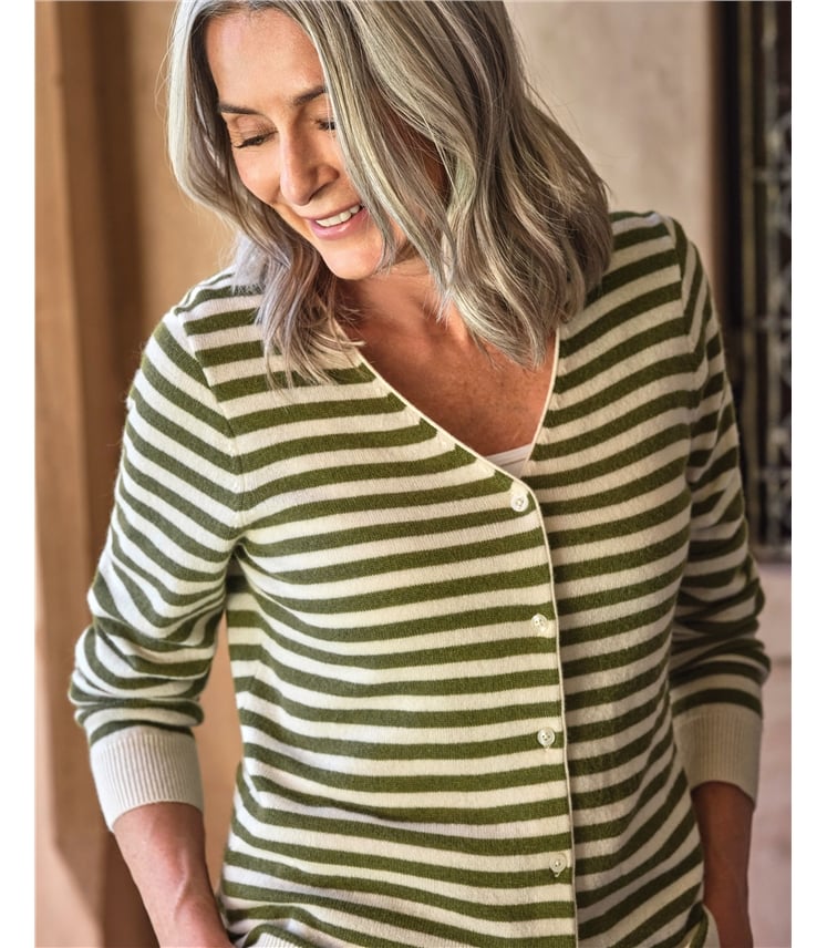 Cardigan classique à col V- Femme - Cachemire & Mérinos