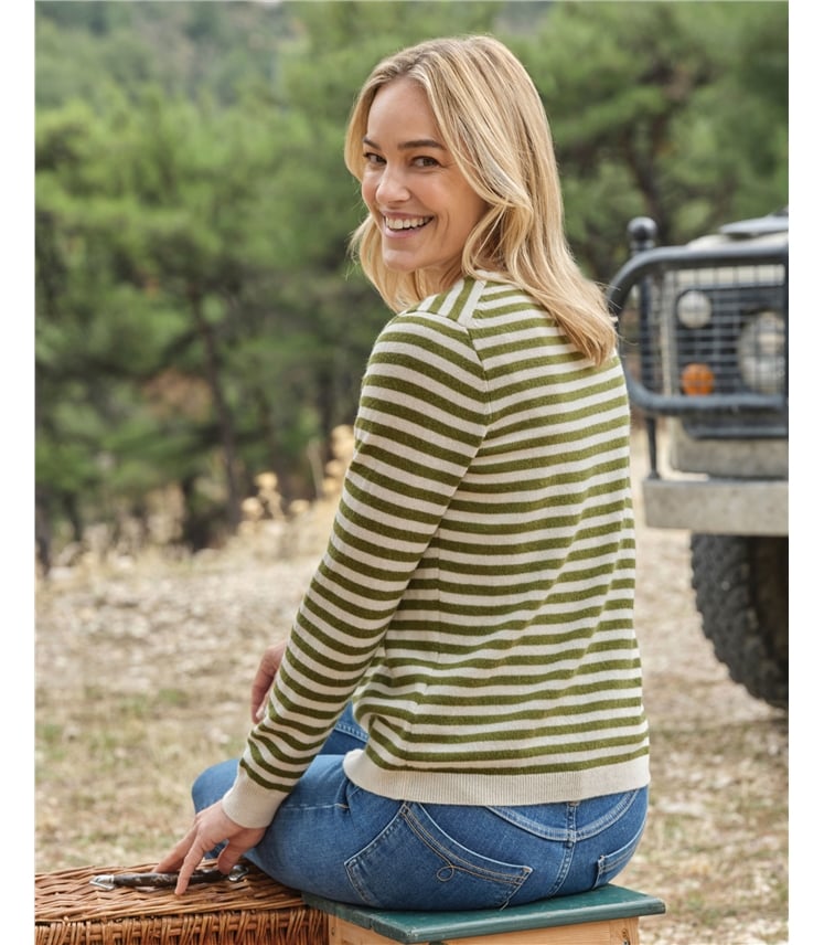 Strickjacke mit V-Ausschnitt aus Merino- und Kaschmirwolle für Damen