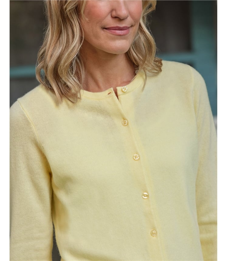 Strickjacke mit Rundhalsausschnitt aus Merino- und Kaschmirwolle für Damen