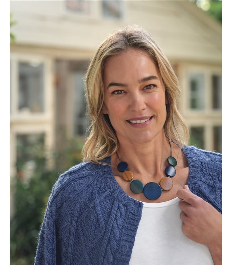 Collier à disques en bois mélangé