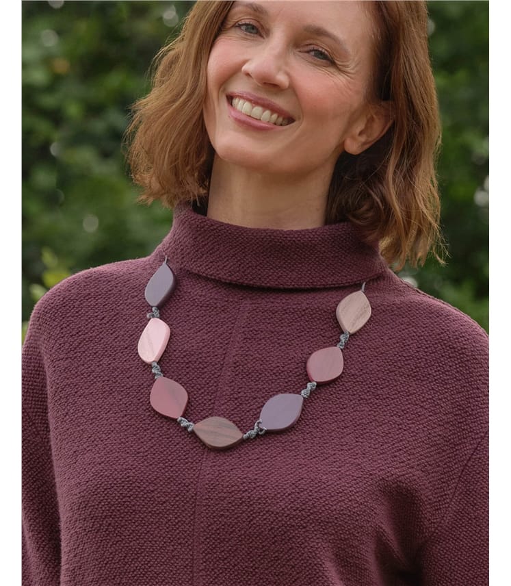 Collier de feuilles de bois - femme