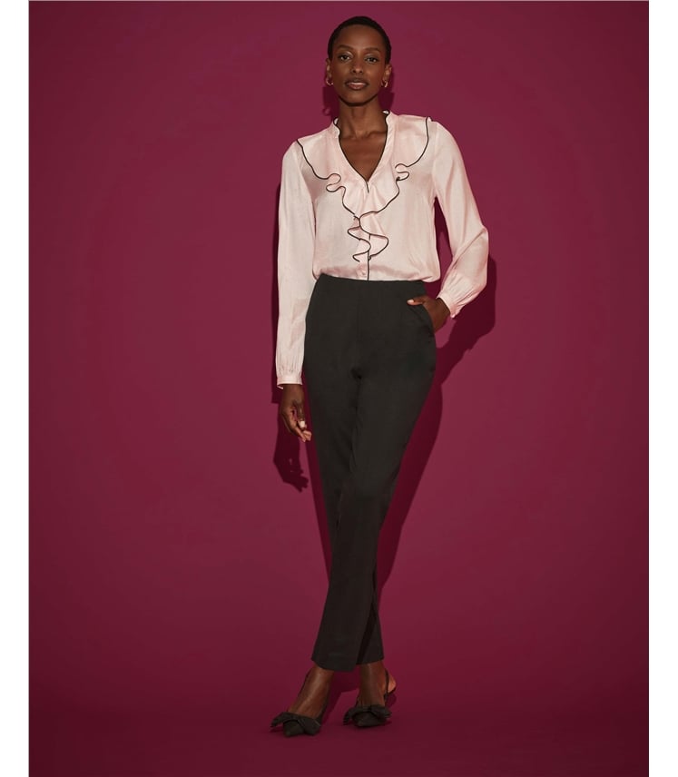Contrast Piping Frill Shirt