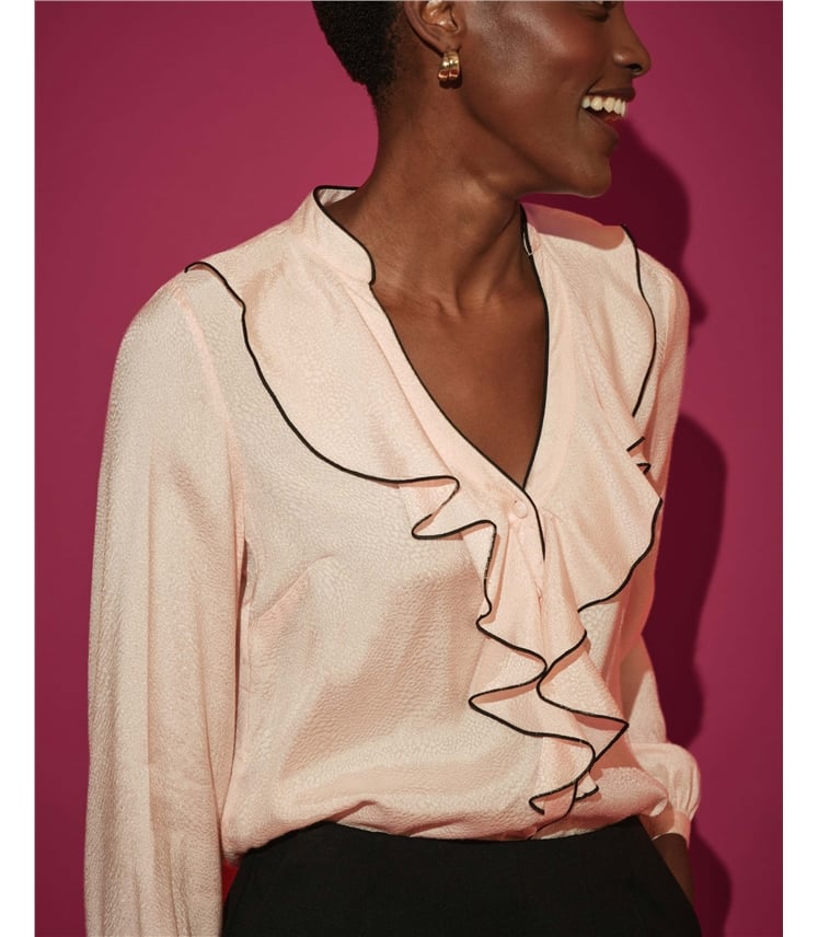 Contrast Piping Frill Shirt